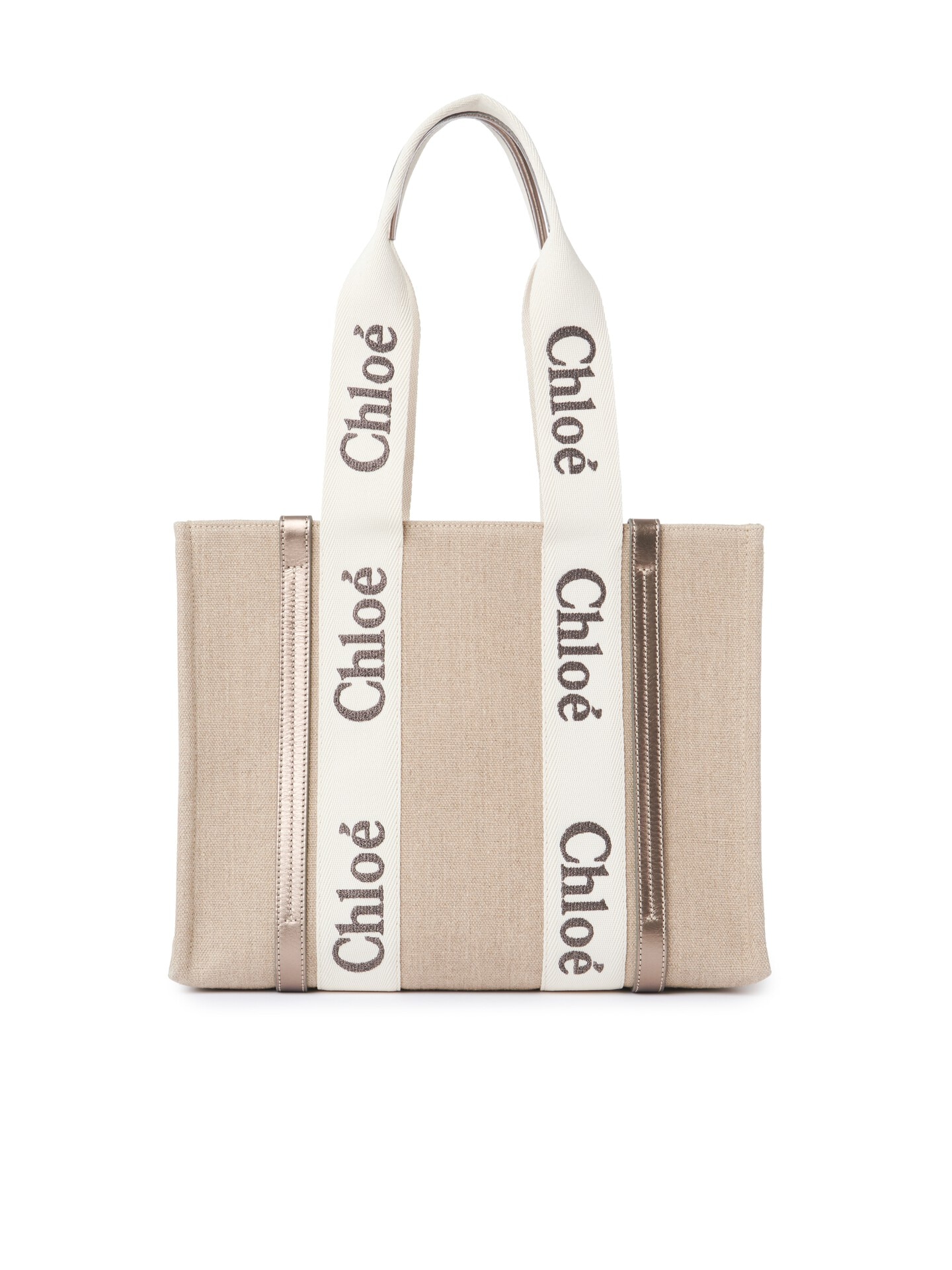 リネン＆レザー製Woodyトートバッグ グレー - Chloé