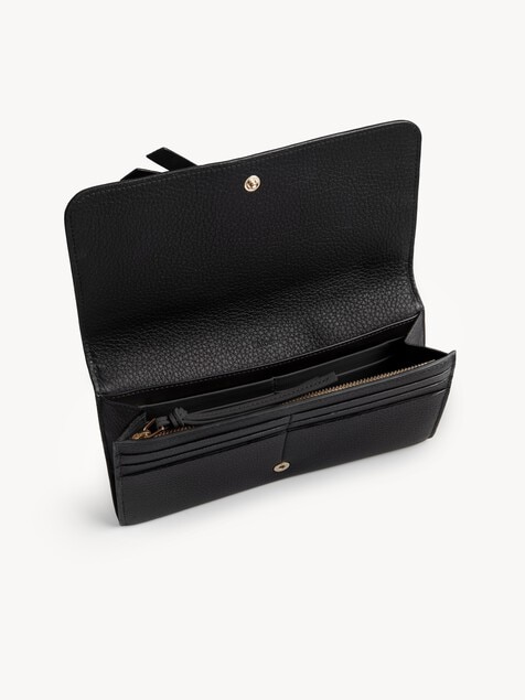 Alphabet wallet with flap in grained leather