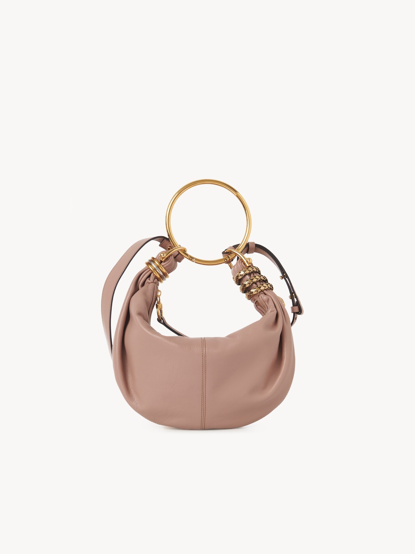 Petit sac hobo Bracelet bag serpent en cuir grain&eacute; - 6