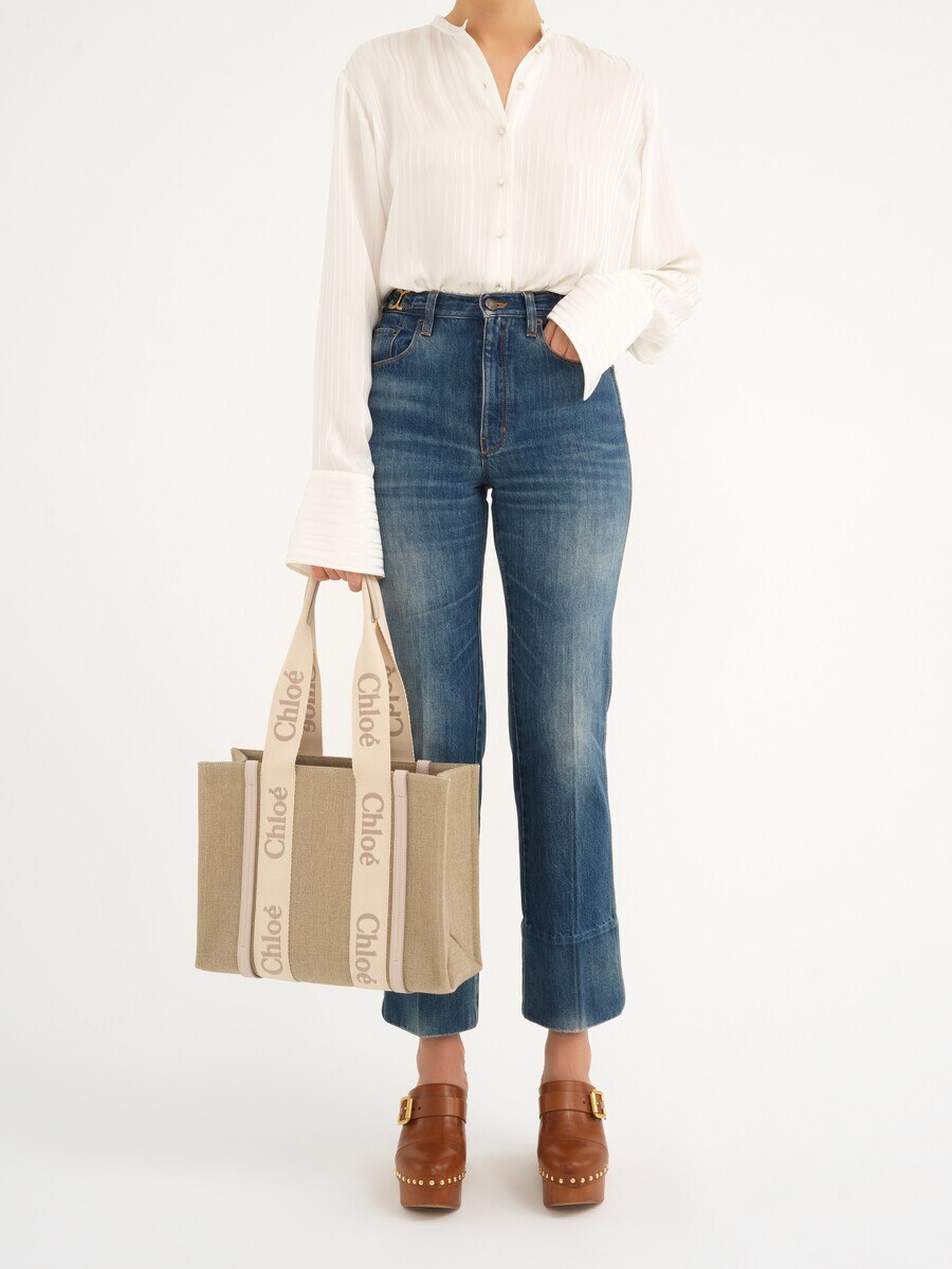 Woody tote bag in linen - 8