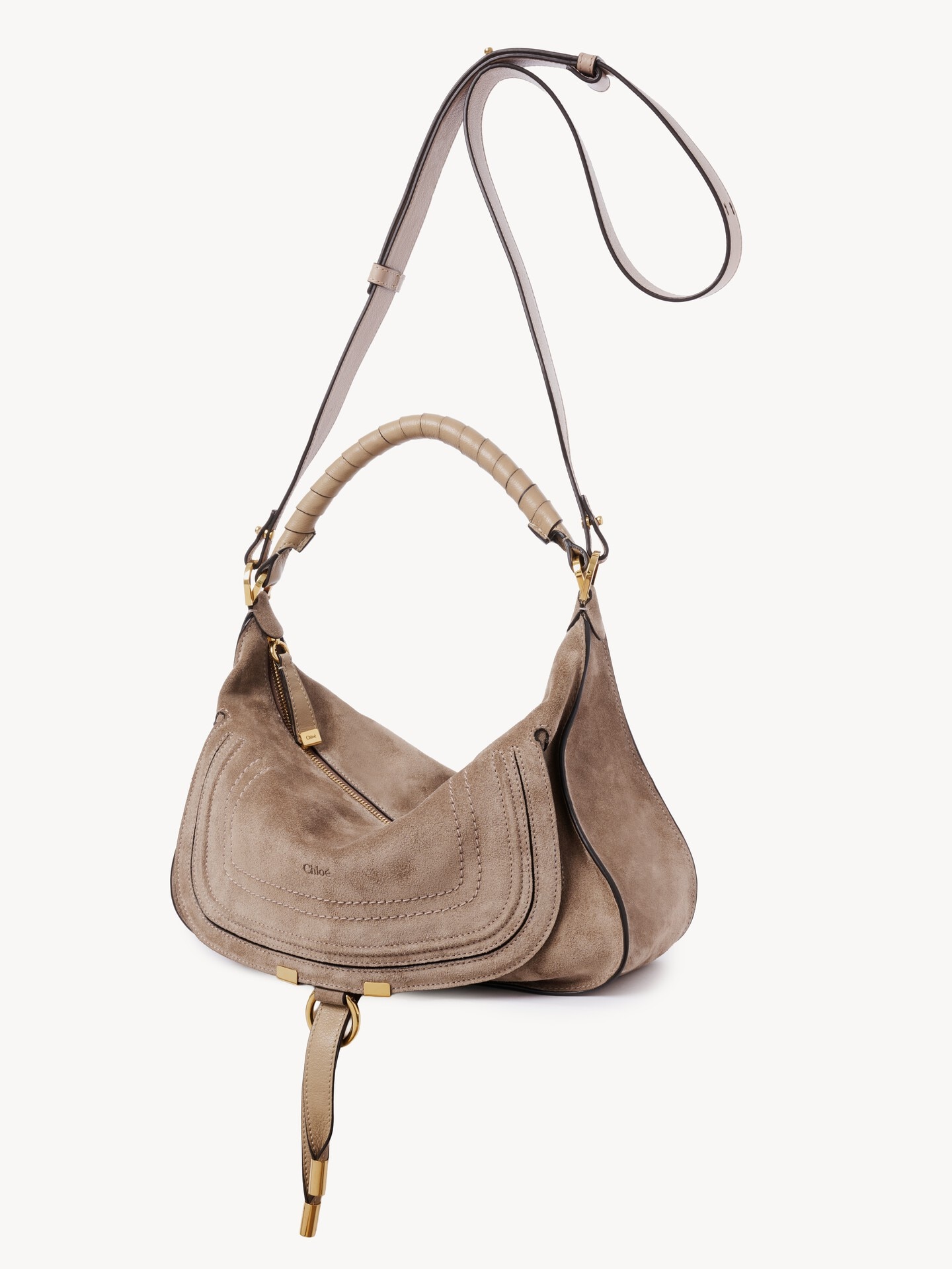 Small Marcie shoulder bag in suede leather - 4.0