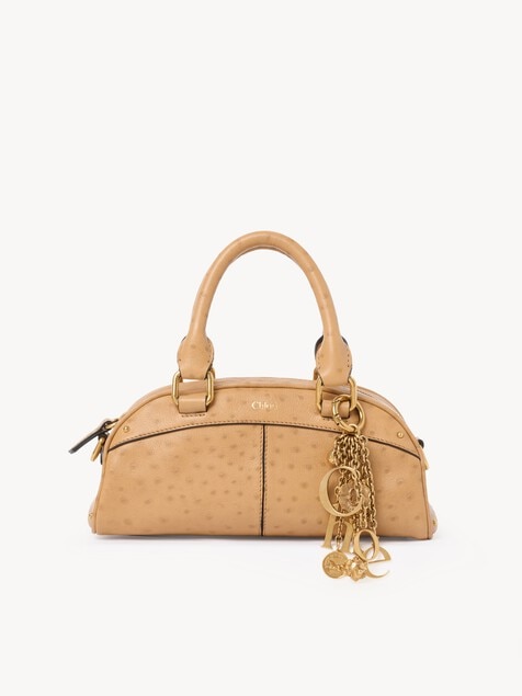 Petit sac Chlo&eacute; Bowling en cuir effet autruche