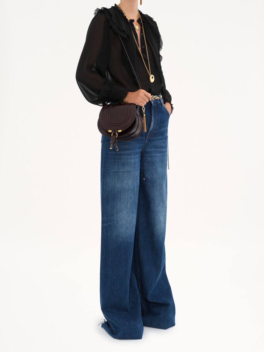 Bolso saddle peque&ntilde;o Marcie de cuero brillante - 8