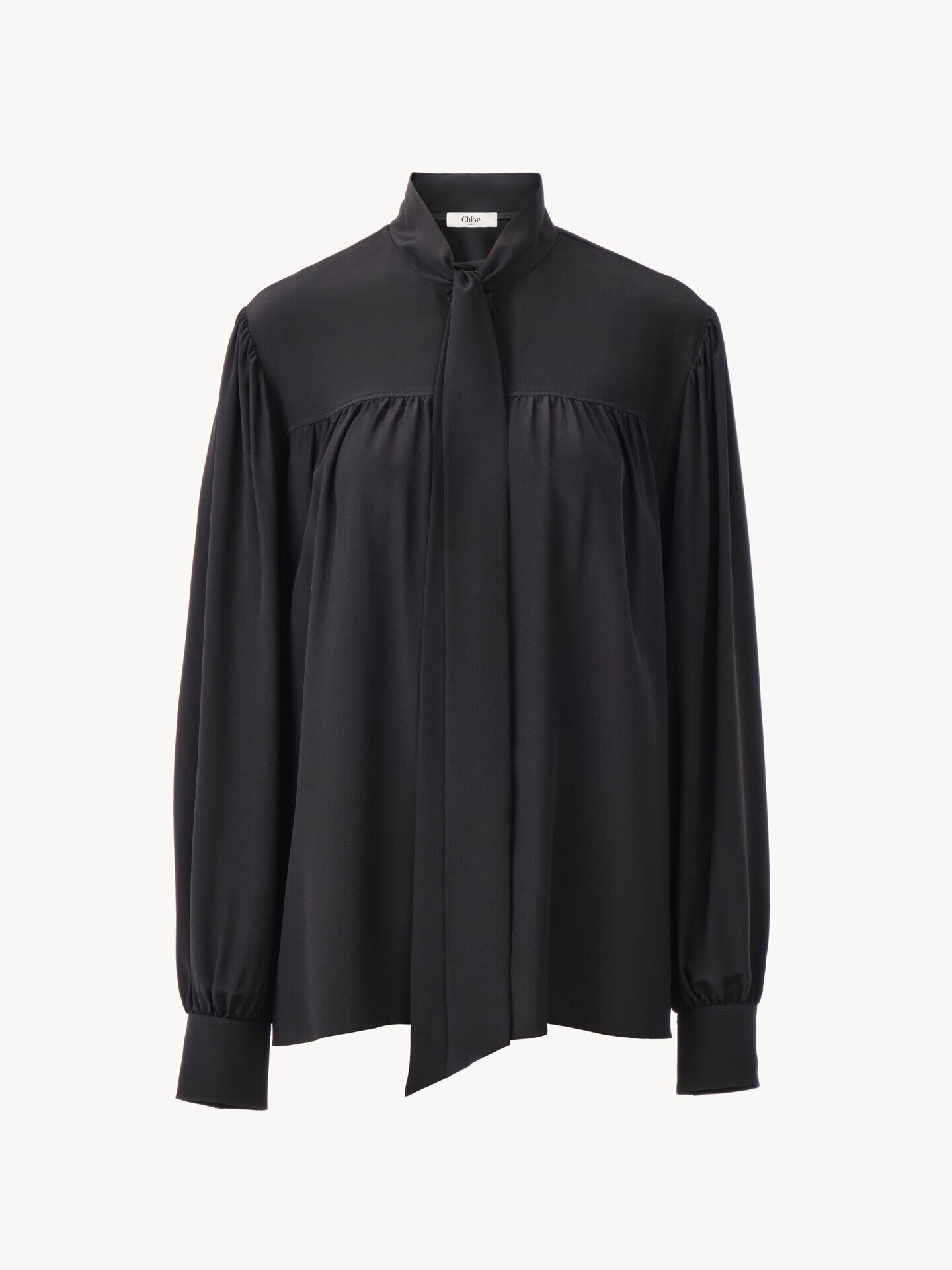 Blusa con maxilazo lavalli&egrave;re de crep&eacute; de seda china - 2