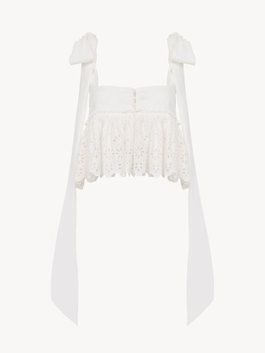 Knotted-strap cropped top in soft cotton - 2