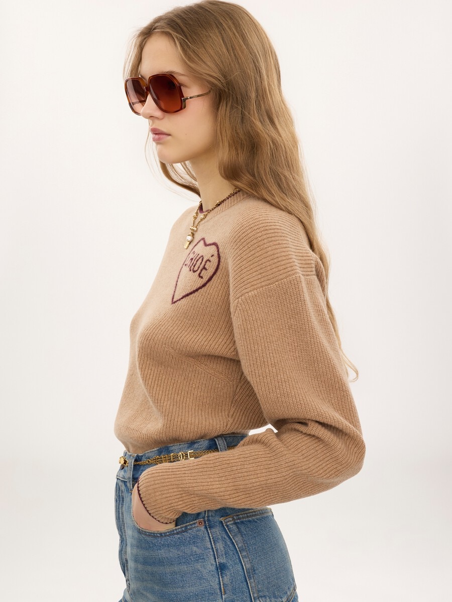 Cropped fitted logo sweater in a wool & cashmere knit - 6
