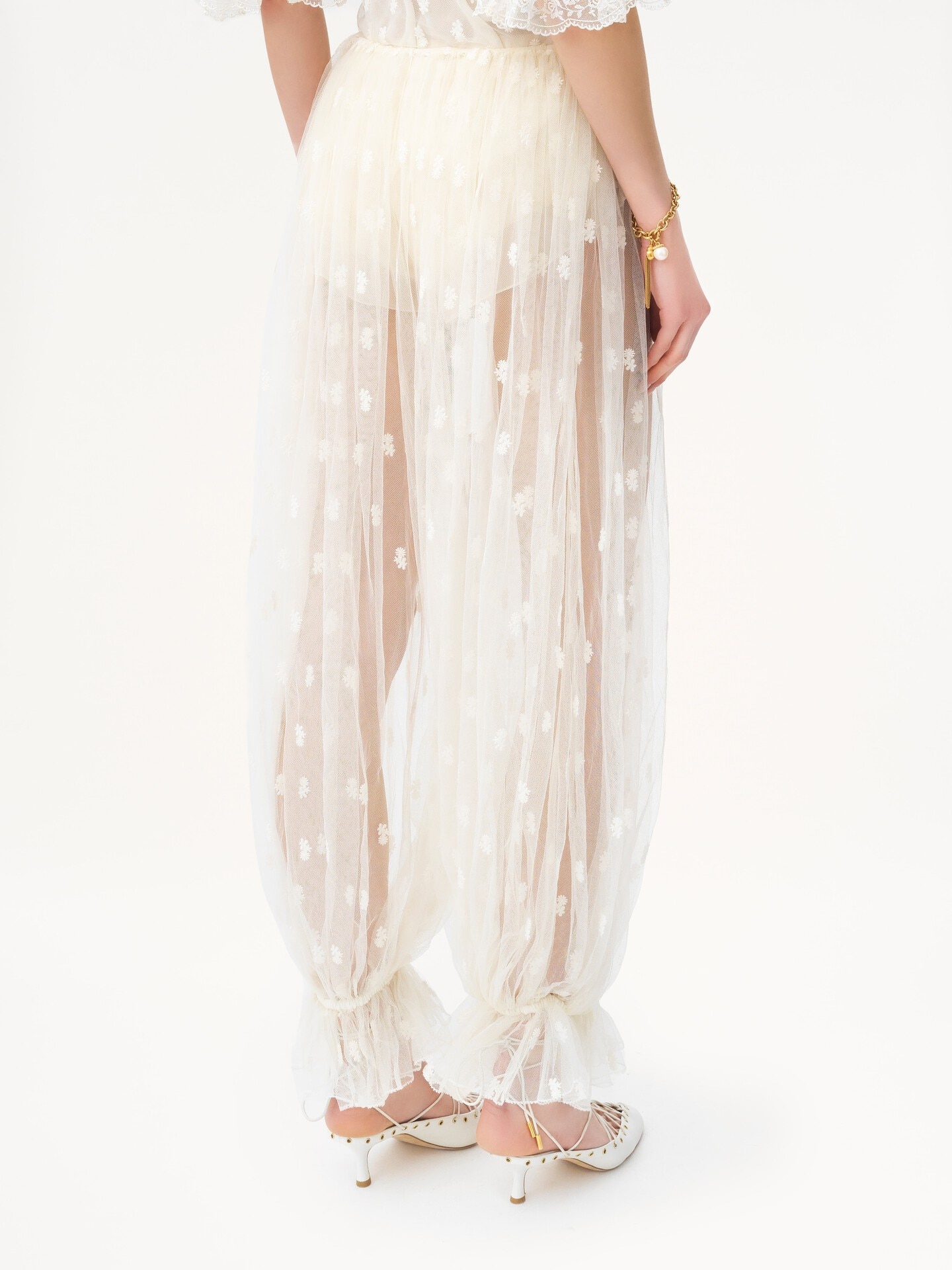 Pantalon &agrave; liens de serrage en dentelle brod&eacute;e - 5