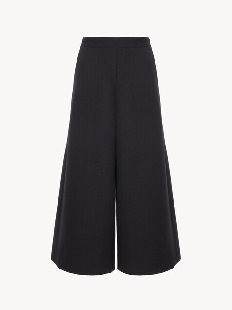 Pantalon tailleur large en cr&ecirc;pe de laine