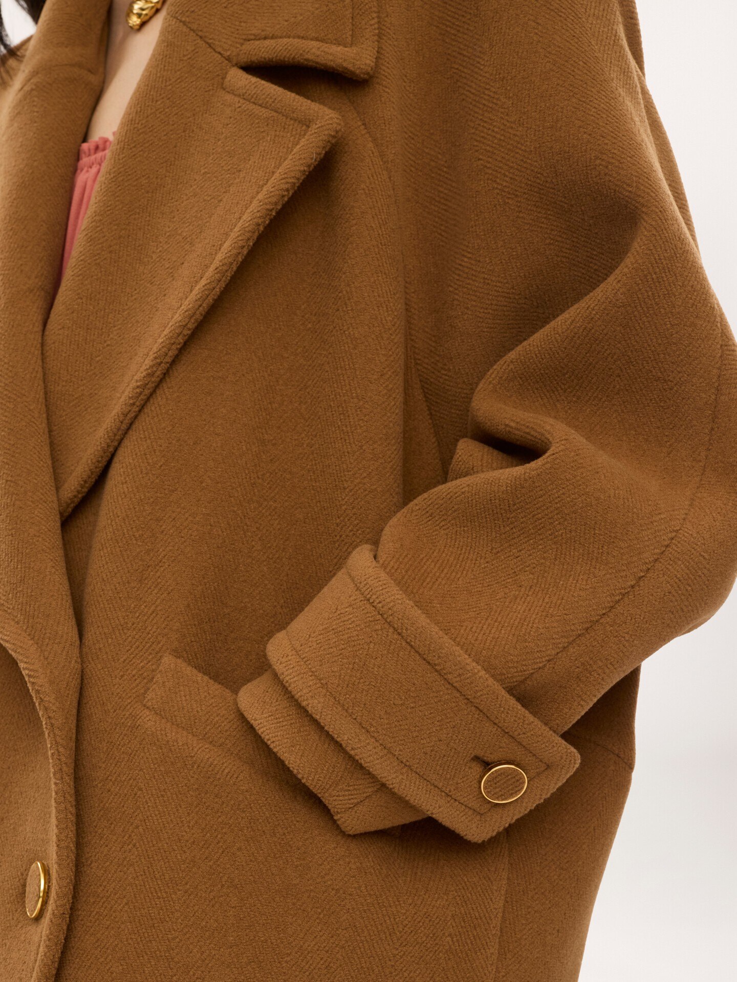 Double-breasted short coat in herringbone wool - 6.0