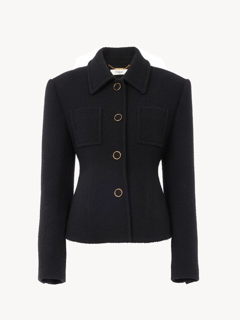 Veste blazer ajust&eacute;e en laine bouclette