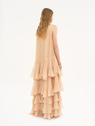 Maxivestido estratificado de georgette de seda - 5