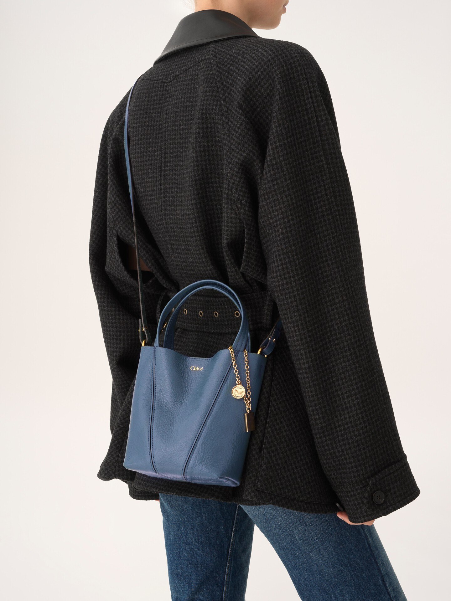 Petit sac cabas Chlo&eacute; Spin en cuir grain&eacute; - 4