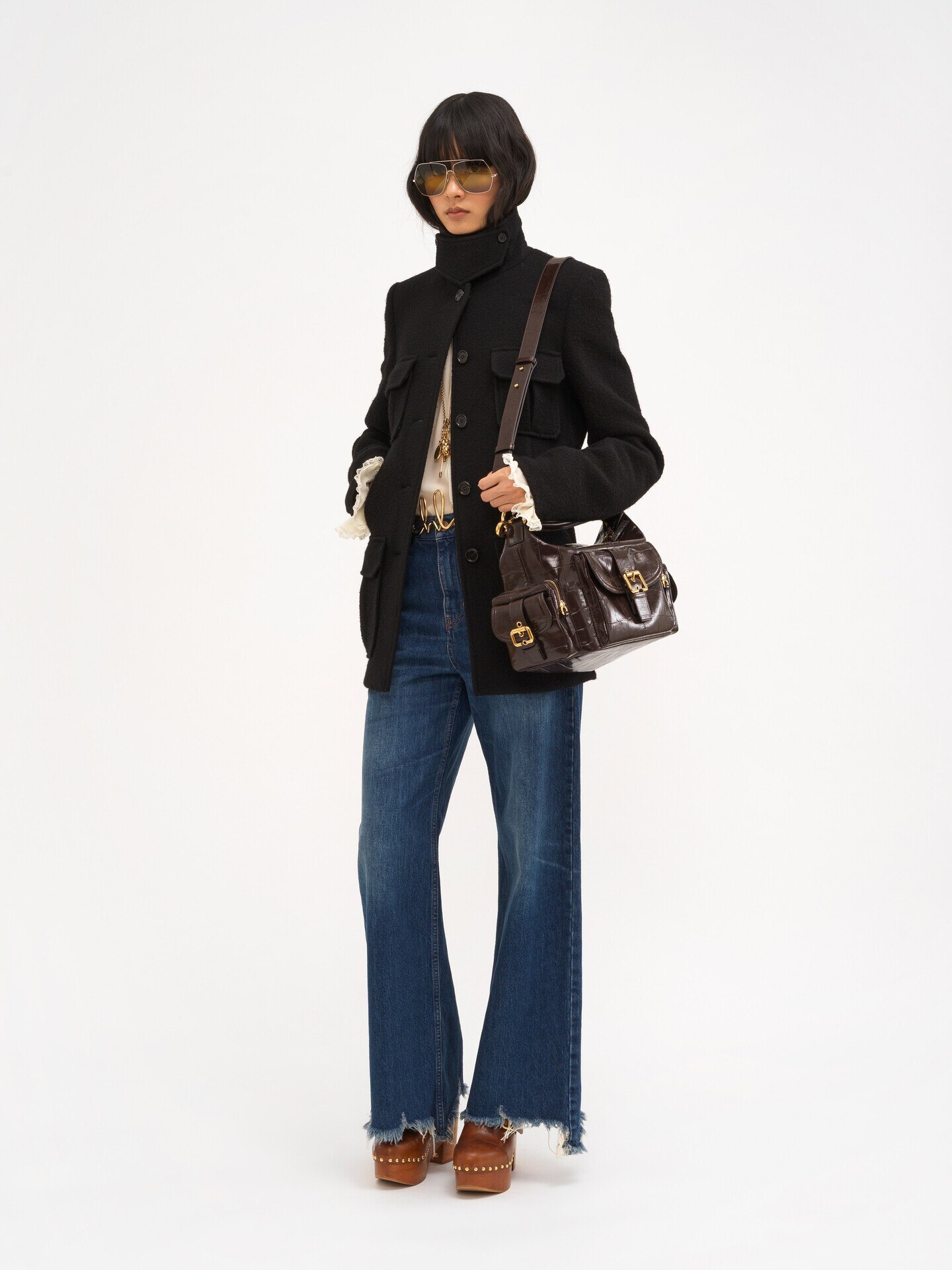 Camera bag in croco-effect leather - 8