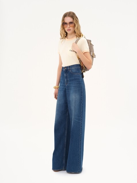 T-shirt col rond en jersey de coton &agrave; logo