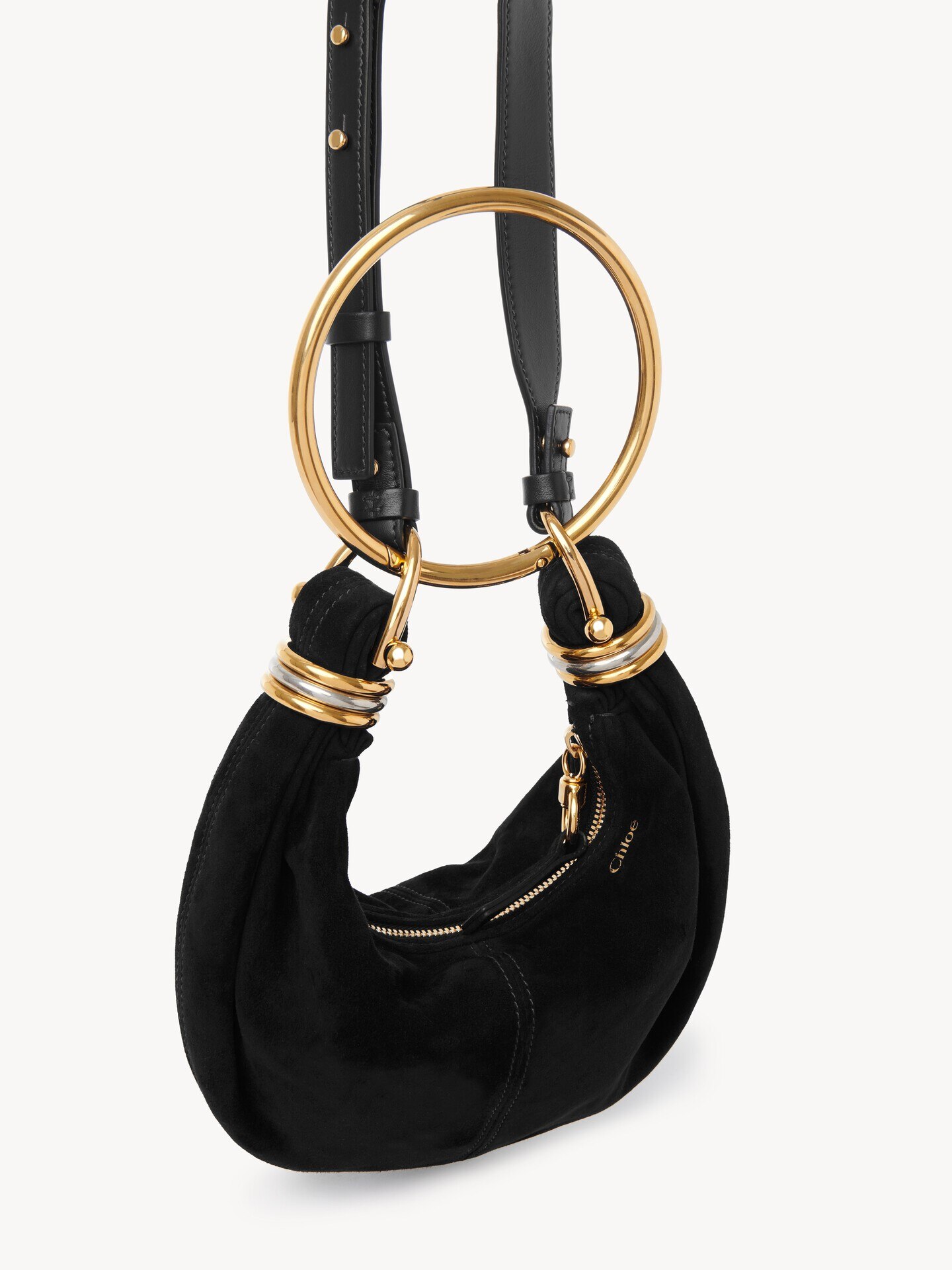 Mini Bracelet Hobo bag in suede leather - 4.0