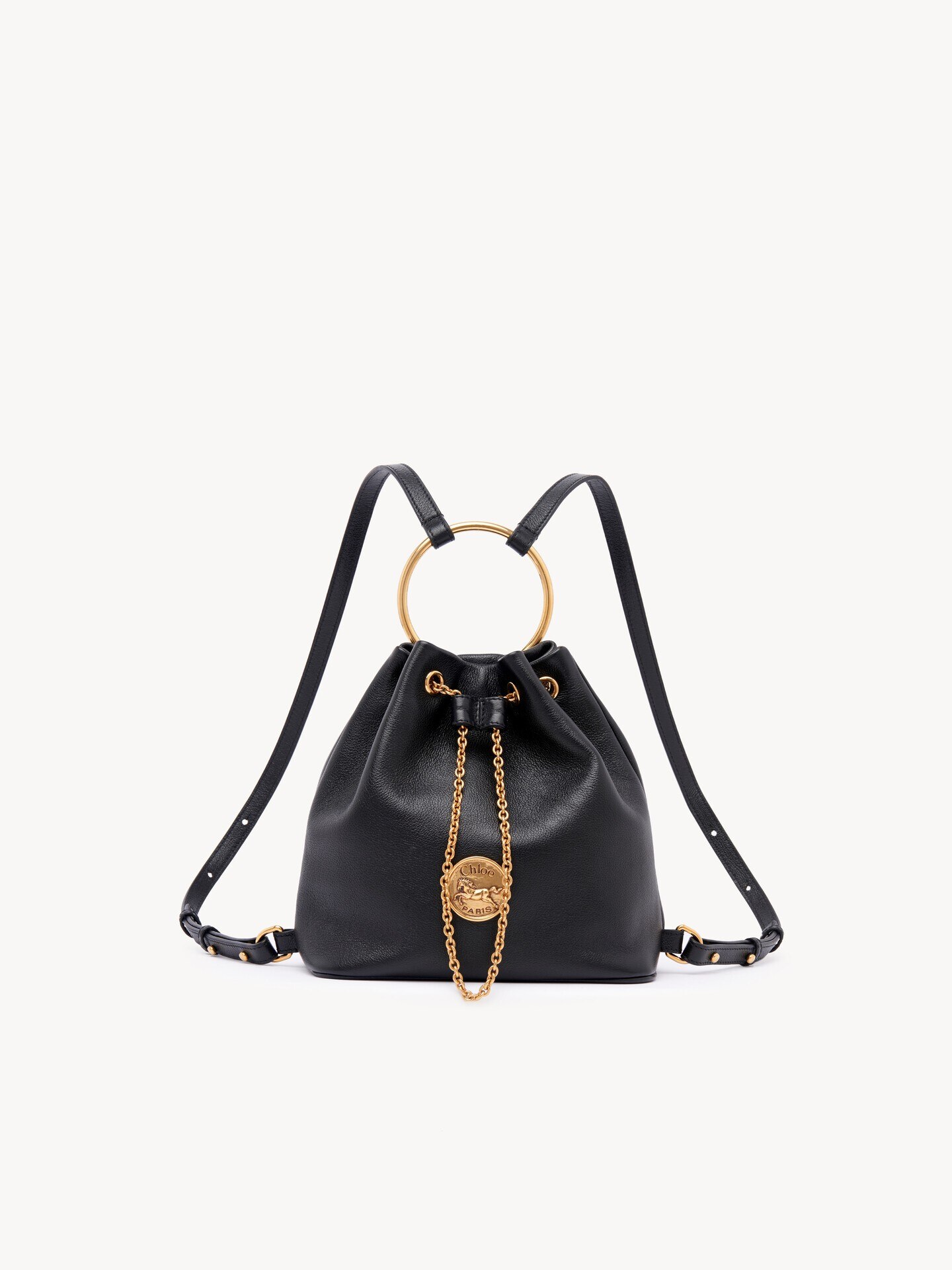 Small Bracelet backpack in grained leather Black - Chloé