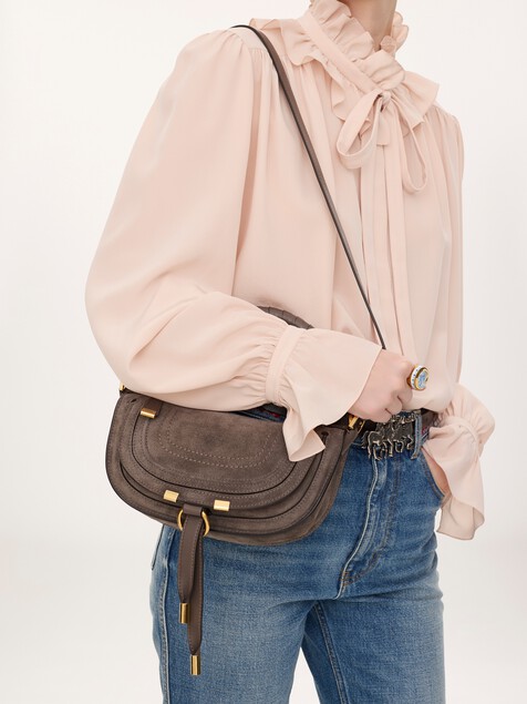 Mini Marcie shoulder bag in suede leather