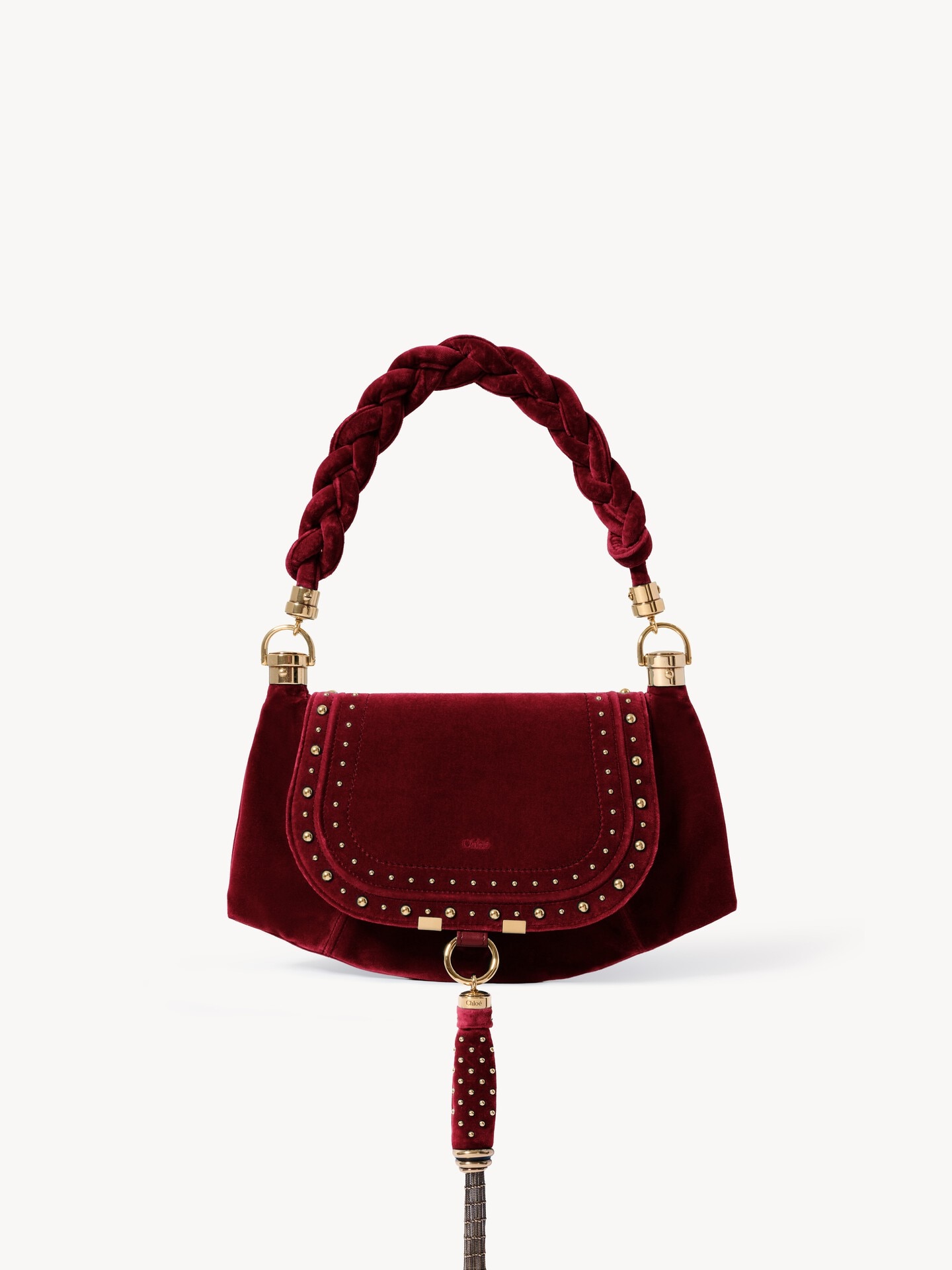 Small Marcie Foulard hobo bag in velvet with studs - 1.0