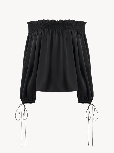 Off-the-shoulder top in washed silk satin
