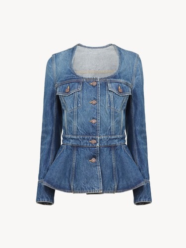 Chaqueta estilo ecuestre con p&eacute;plum de de tejido vaquero - 2
