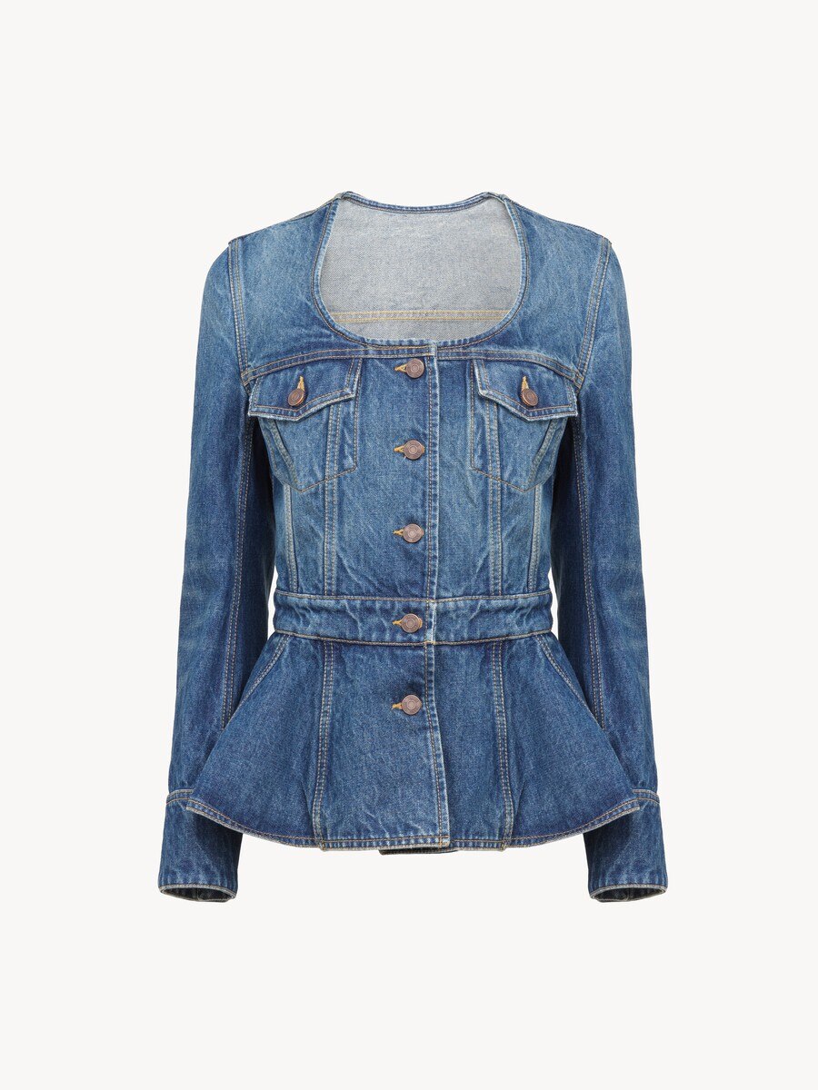Peplum riding jacket in denim - 2