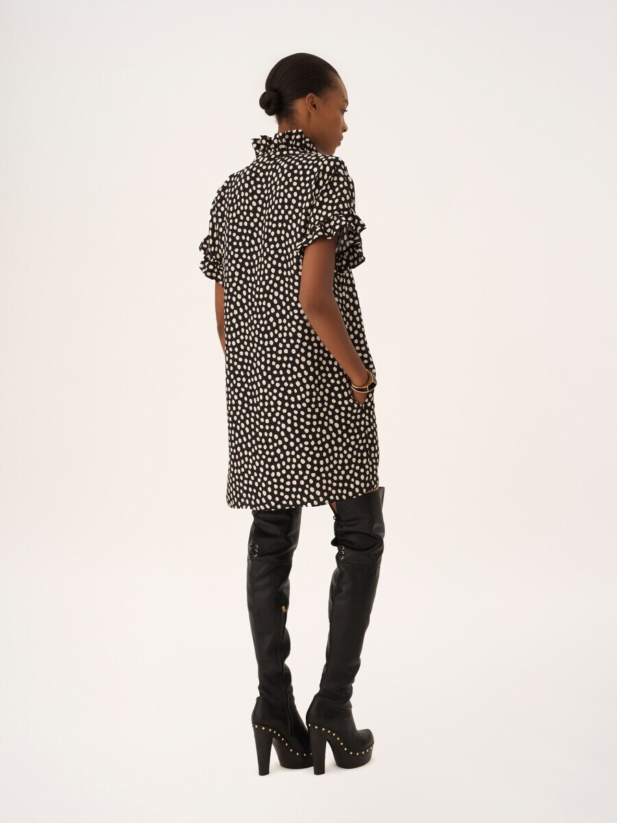 Minivestido de manga corta de jacquard de seda - 7