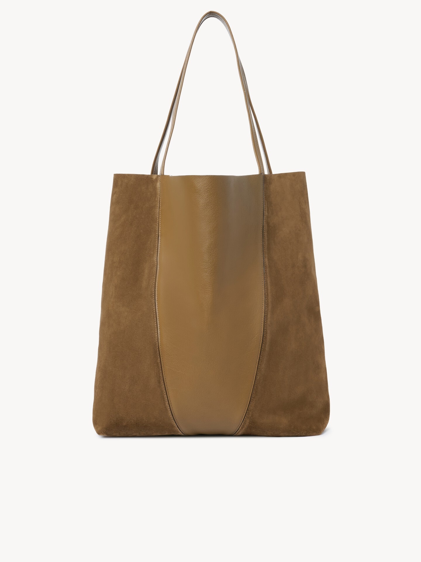Large Chlo&eacute; Spin tote bag in grained & suede leather - 5.0