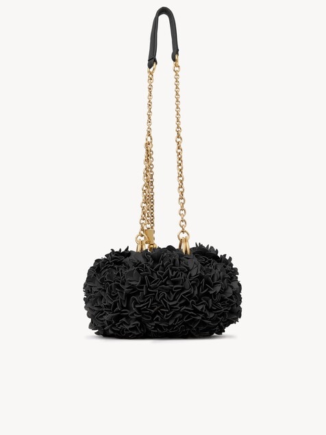 Chlo&eacute; Pliss&eacute; shoulder bag with chain in leather with flowers