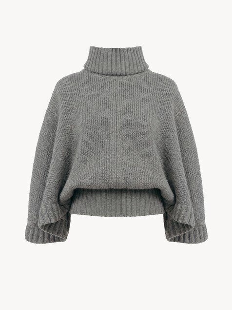 Short turtleneck cape in a wool & cashmere knit