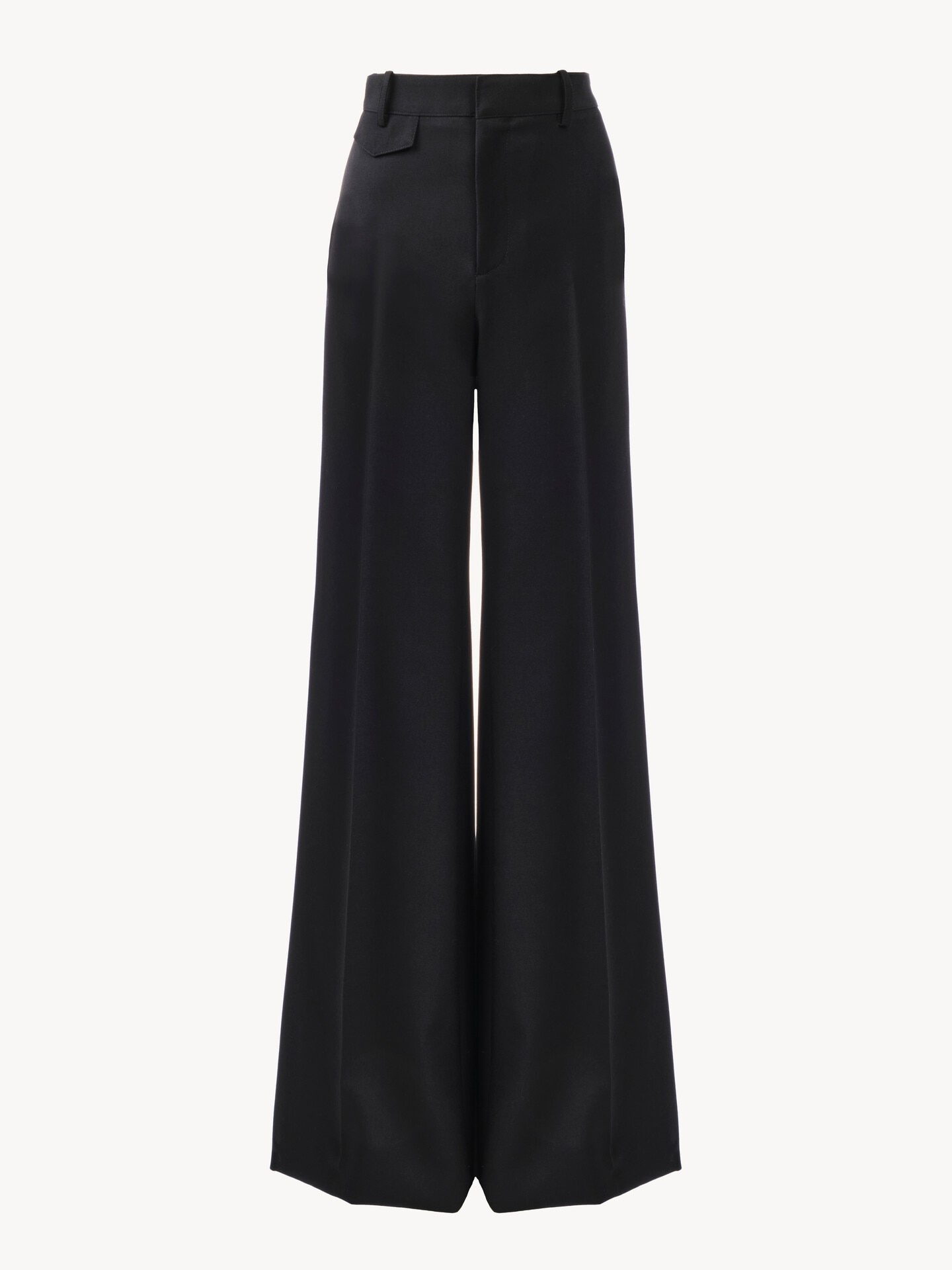 High-rise flared trousers in wool grain de poudre - 2.0
