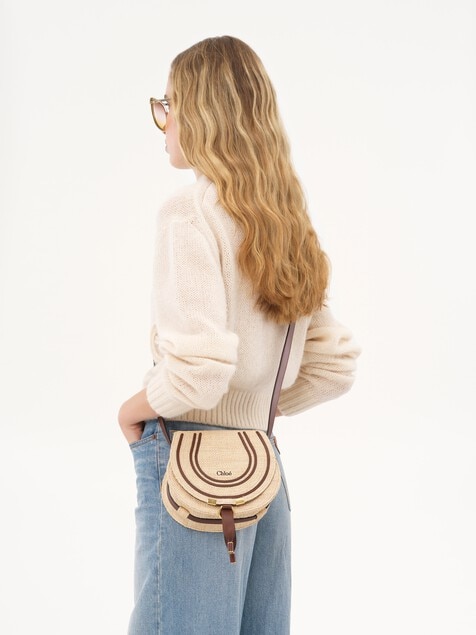 Petit sac port&eacute; &eacute;paule Marcie en fibres effet raphia