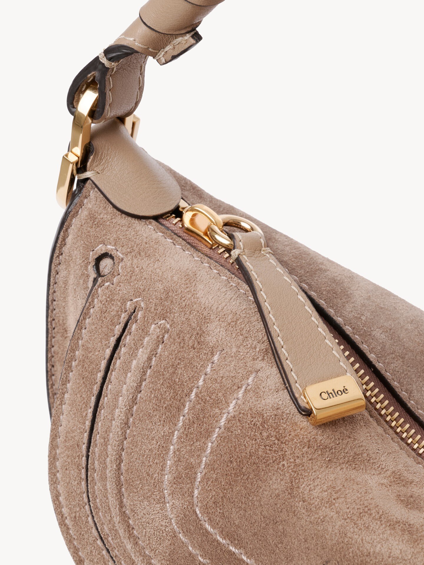 Mini sac port&eacute; &eacute;paule Marcie en cuir velours - 7