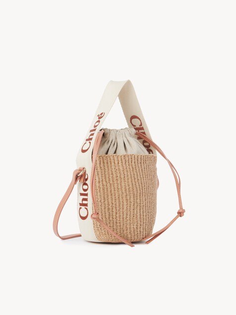 Chloé ミニトート リネン製Woodyスモールトートバッグ White - Brown - Chloé