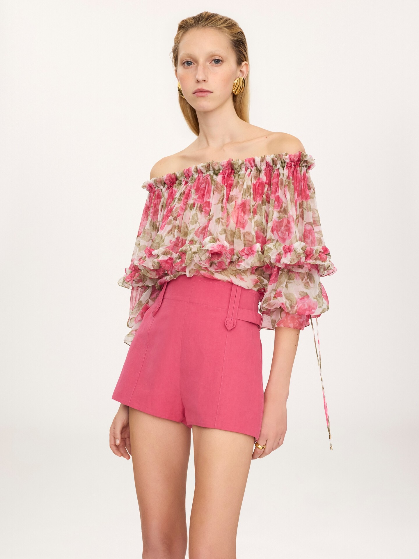 High-rise mini shorts in a linen-cotton mix - 5