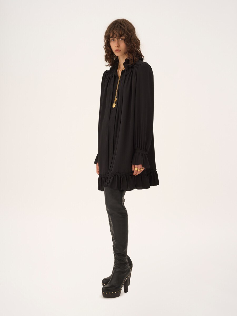 Lang&auml;rmeliges Minikleid aus Cr&ecirc;pe de Chine - 4
