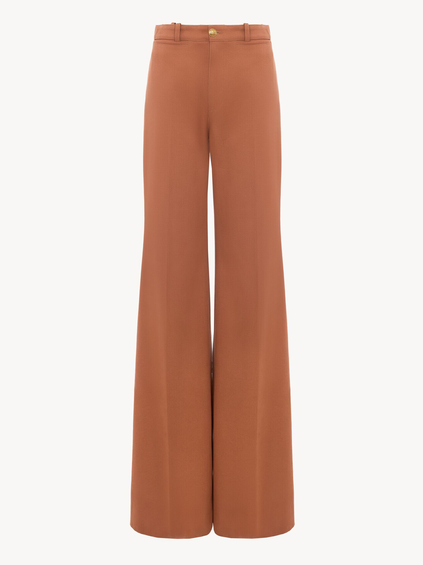 High-rise flared trousers in cotton canvas - 2
