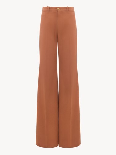 High-rise flared trousers in cotton canvas - 2