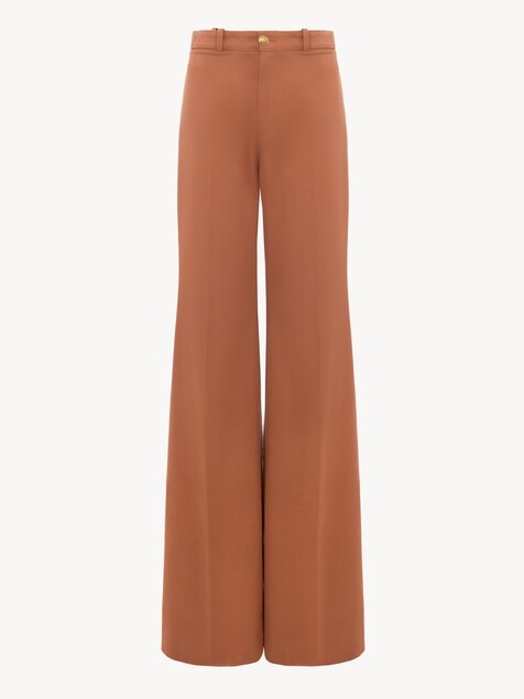High-rise flared trousers in cotton canvas