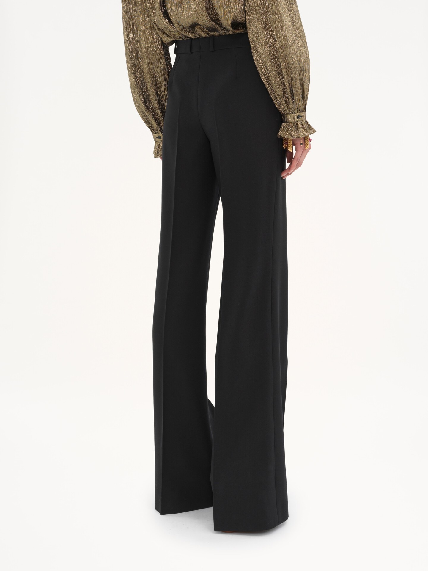 Flared tailored trousers in wool grain de poudre - 5