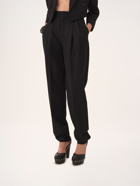 High-rise wide-leg pants in wool