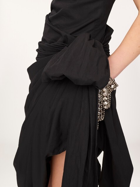 Halterneck wrap dress in cotton poplin