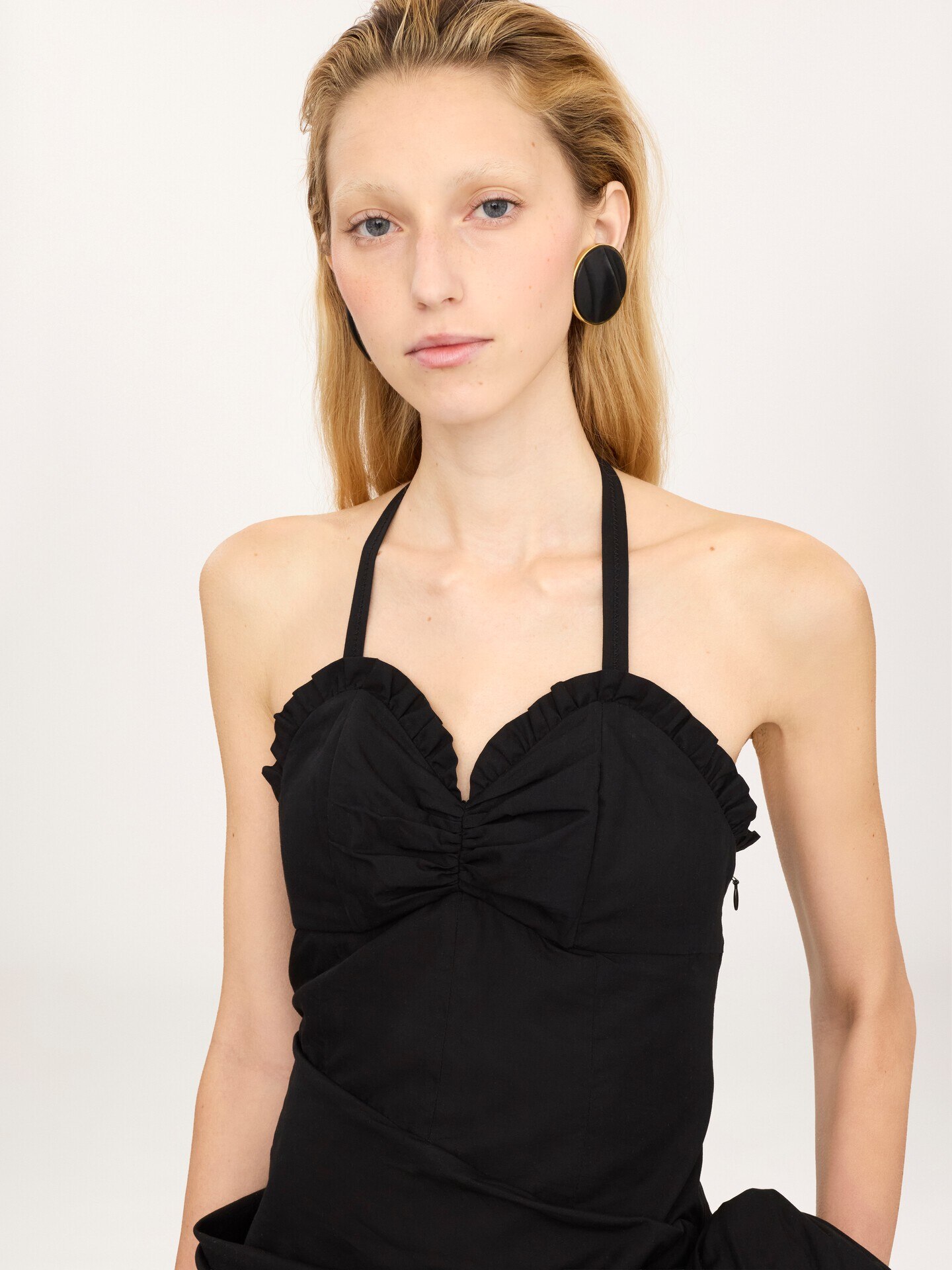 Abito a portafoglio con scollo halter in popeline di cotone - 6