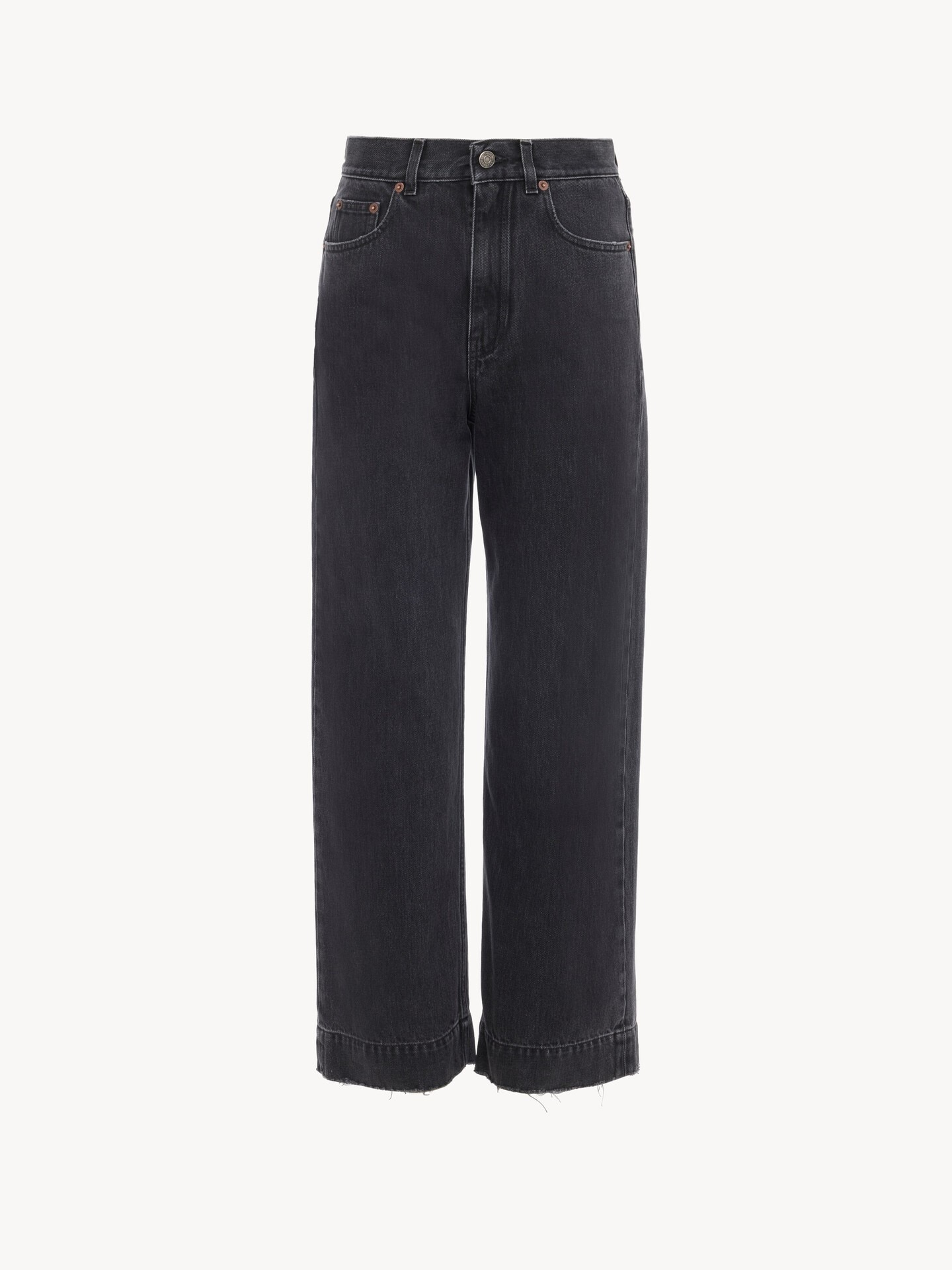 High-rise cropped jeans in denim - 2