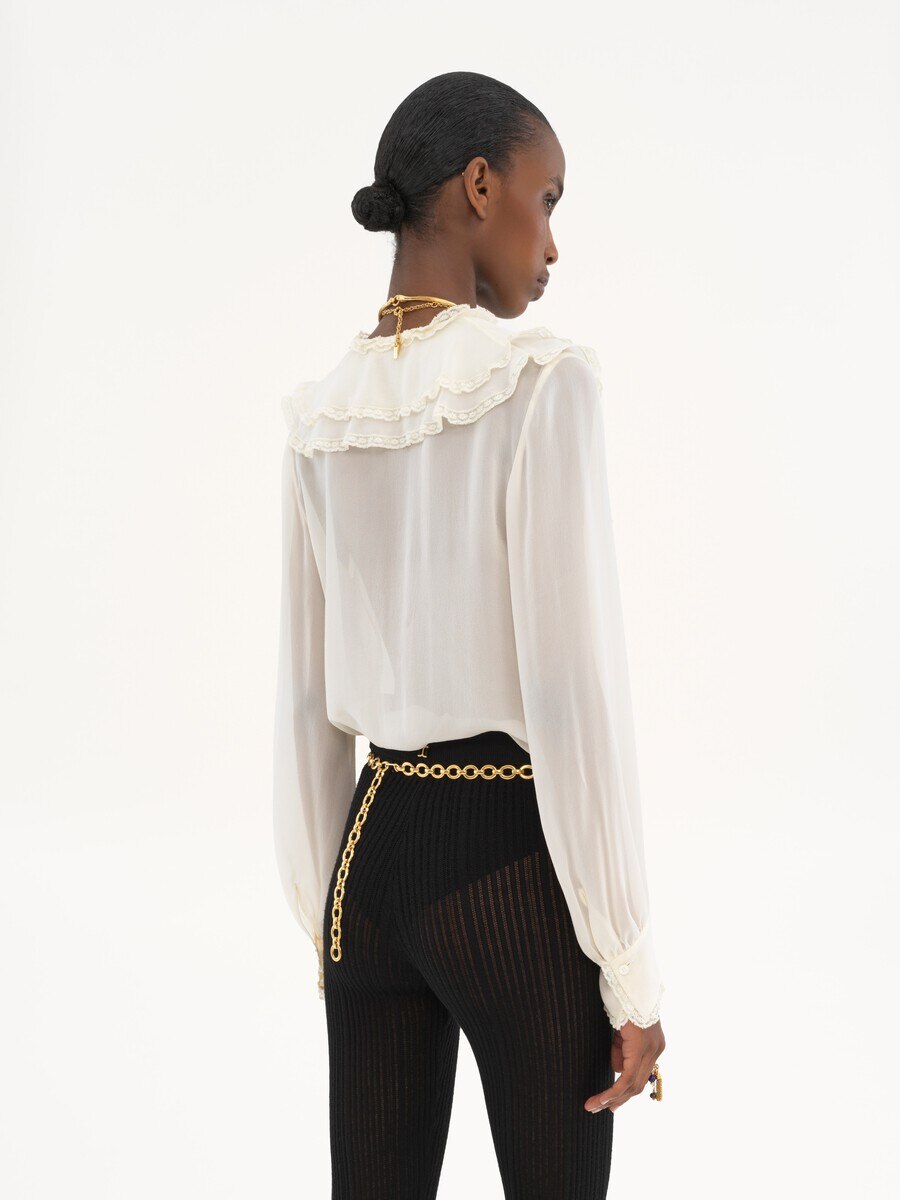 Ruffled blouse in silk georgette - 4