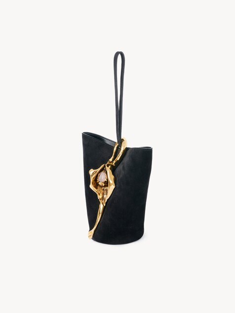 Petit sac seau dragonne Eden Treasures en cuir velours