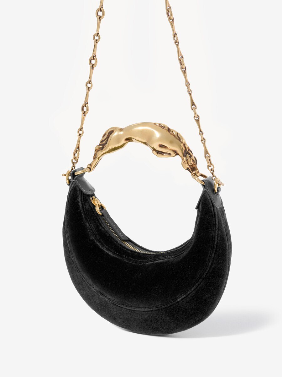 Small Chain Horse shoulder bag in velvet - 5