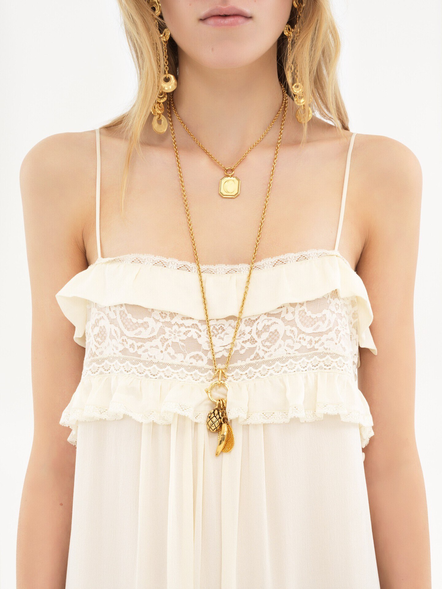 Sleeveless long dress in silk charmeuse - 6