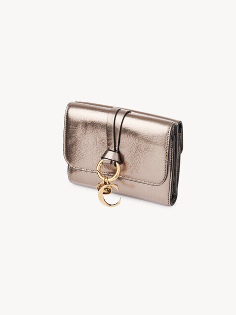 Small Alphabet tri-fold in metallized leather