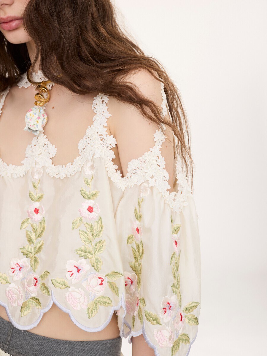 Cut-out cropped top in technical taffeta - 8