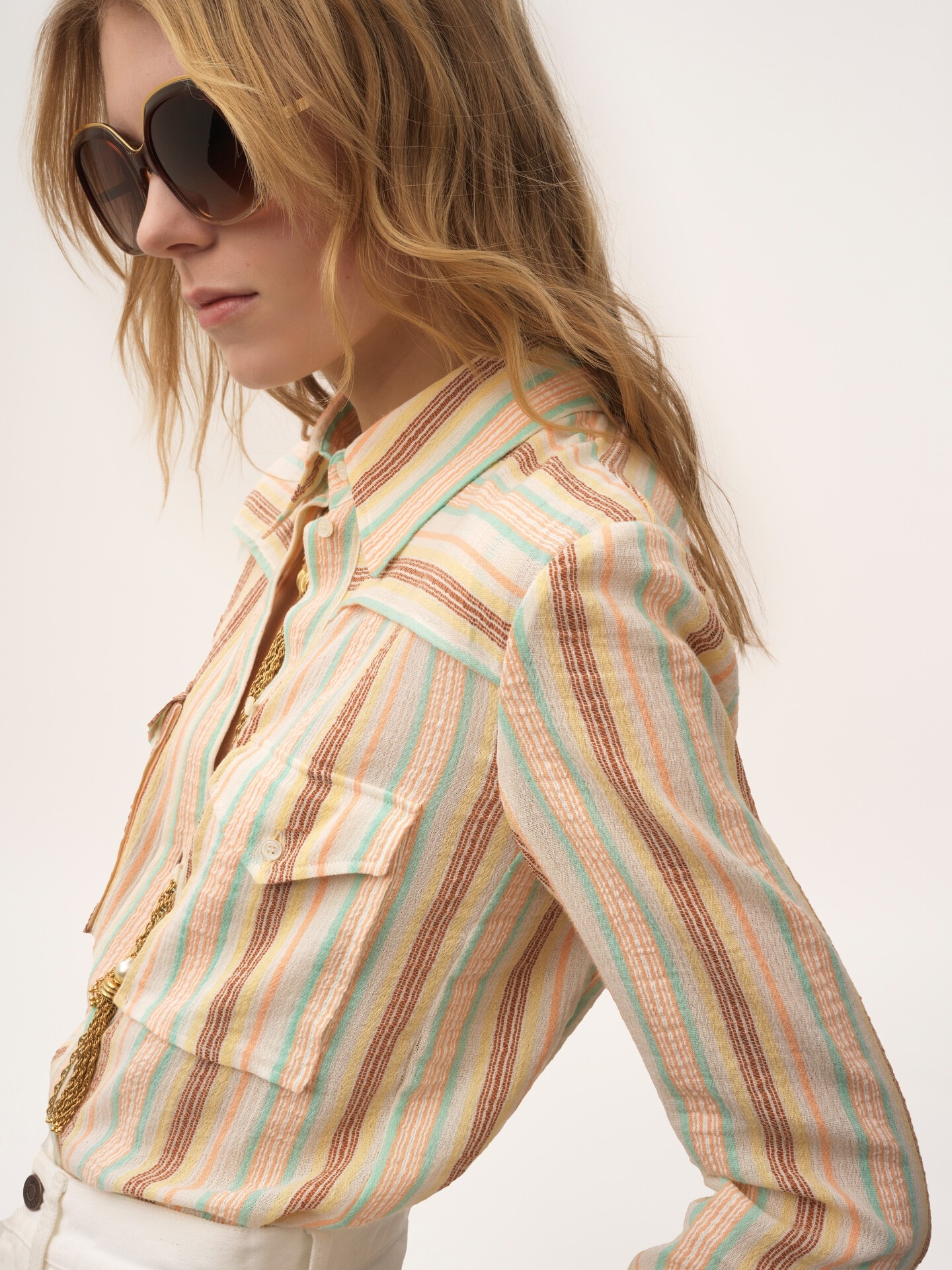 Fitted shirt in cr&ecirc;pon cotton - 6